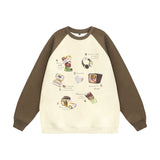Men Hoodie Creative Fun Cartoon Printed Crew Neck Sweatshirt