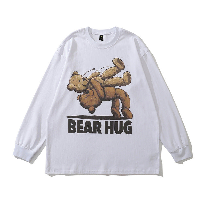 Men Long Sleeve Shirt Bear T-shirt Men's and Women's Long Sleeves Hip Hop Loose Top