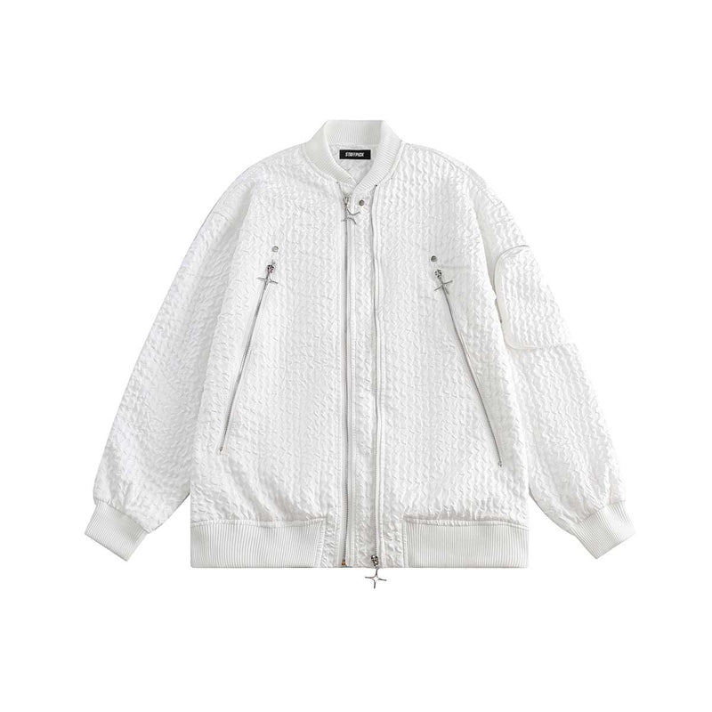 Unisex Jacket Autumn Strong Wrinkle Multi-Zipper Coat