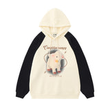 Men Hoodie Stitching Raglan Sleeve Loose Casual Hoodie Spring and Autumn