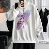 Men Hoodie Sweater Men Hong Kong Style Trendy Brand Loose Graffiti Crew Neck Coat