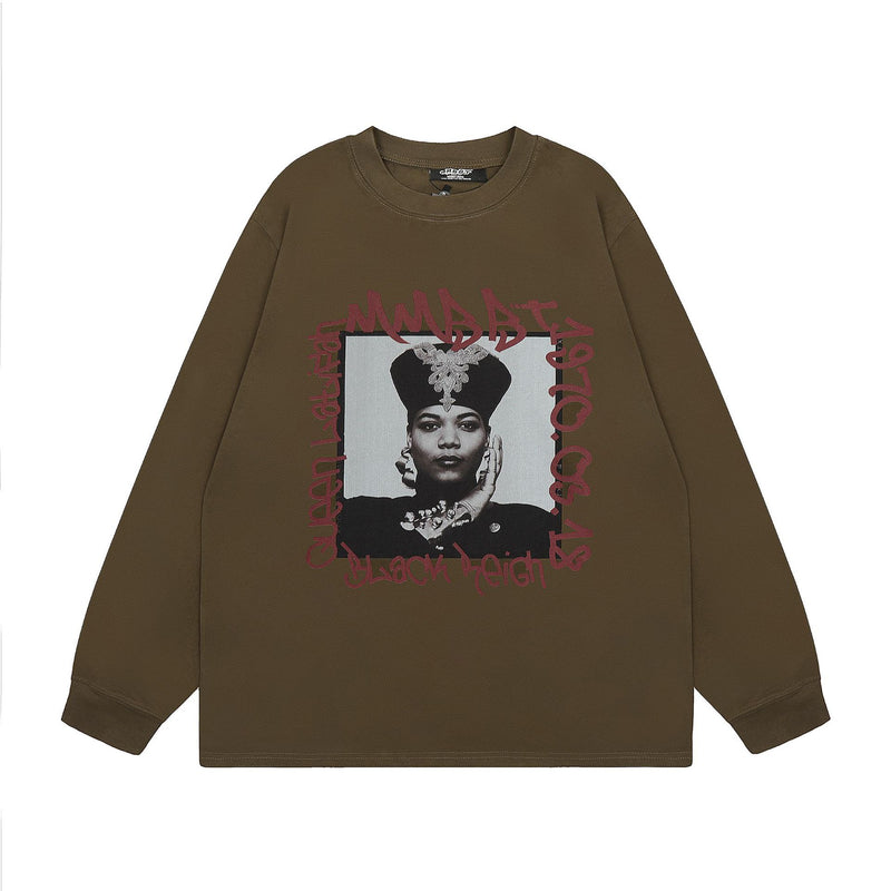 Men Long Sleeve Shirt Retro Casual Long Sleeve T-shirt Men and Women Autumn All-Match Bottoming Shirt