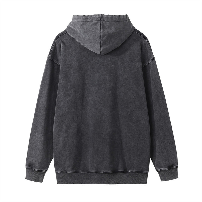Men Hoodie Printed Distressed Hooded Sweaters Menswear Loose Autumn and Winter Casual