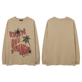 Men Long Sleeve Shirt Fun Printing Distressed Long Sleeve T-shirt Men and Women Vibe Idle Style Loose