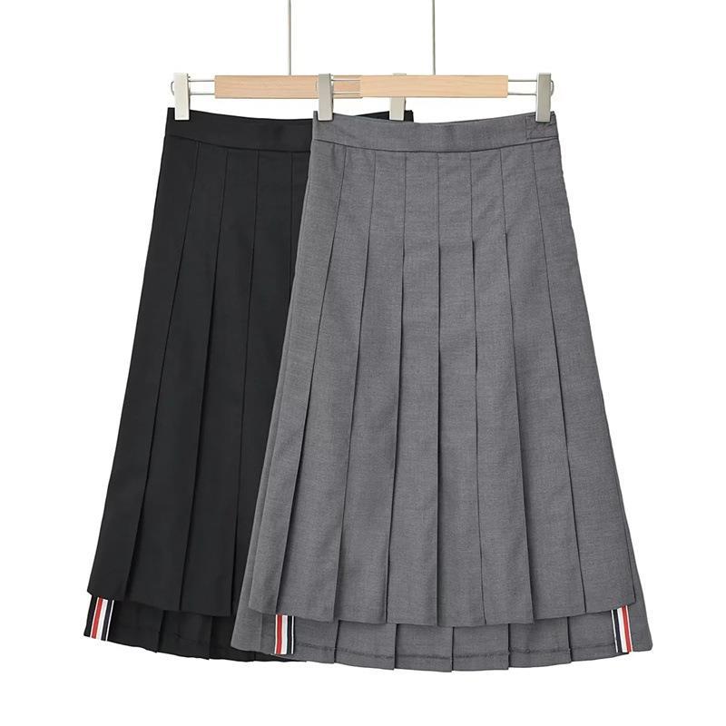 Women Skirt Summer High Waist Preppy Style Pleated Skirt Skirt