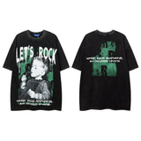 Men T Shirt Vintage Heart Graffiti Fashion Brand Half Sleeve T-shirt Men and Women