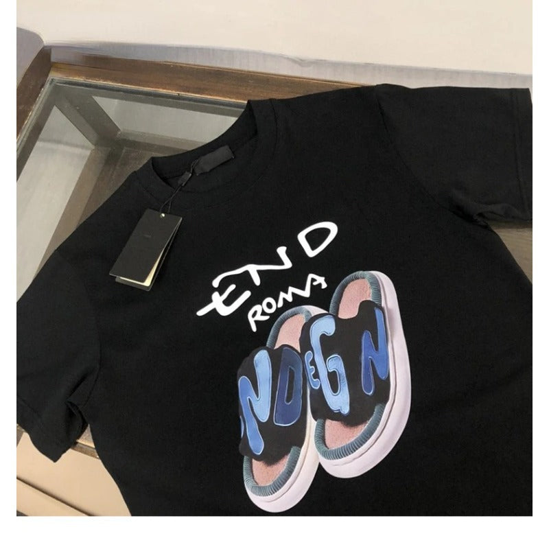 Slippers Letter Print Men's Short Sleeve T-shirt