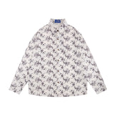 Men Long Sleeved T Shirt Spring and Autumn Floral Shirt Ins Loose Casual Long Sleeves Shirt