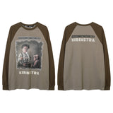 Men Long Sleeve Shirt Long Sleeve T-shirt Men's and Women's Loose Retro Top Sweater Couple Wear