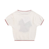 Women Sweater Short Knitted Women's Casual Summer round Neck Short Sleeves Exposed Navel