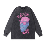 Men Long Sleeve Shirt Hip Hop Retro Vintage Long Sleeve T-shirt Men and Women All-Match Casual Bottoming Top