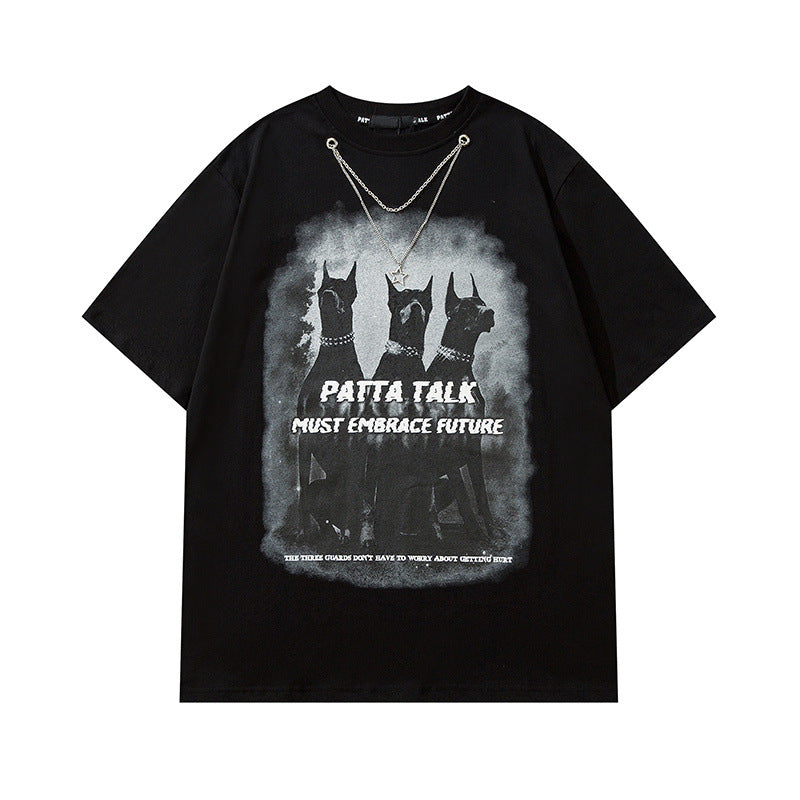 Men T Shirt Doberman Pinscher Printed Short-Sleeved T-shirt Men's and Women's Ins Style National Fashion Brand Hip Hop