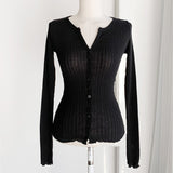 Women Long Sleeve Shirt V-neck Sweater Long Sleeve Cardigan Button Women