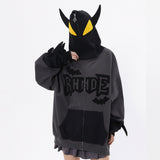 Women Hoodie Hooded Sweater Women's Color Matching Letters Autumn and Winter Loose