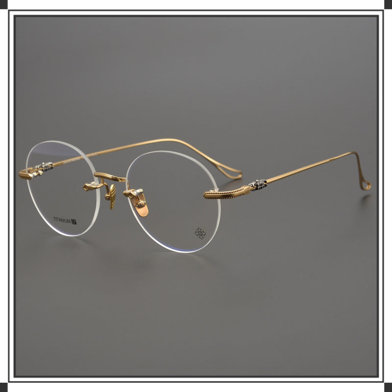 CHH Chrome Hearts Glasses Ultra Light Frameless Pure Titanium Simple Myopia Glasses Frame