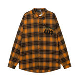 Men Long Sleeved T Shirt Plaid Shirt Digital Printing Letter Long Sleeve Top Loose Casual Shirt
