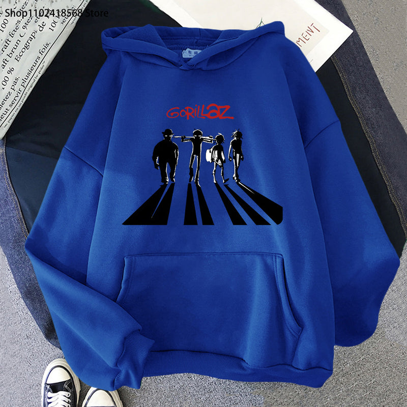 Gorillaz Print Hoodies MenWomen Streetwear Music Band Sweats