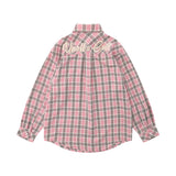 Men Long Sleeved T Shirt Plaid Long Sleeve Shirt Men Ins Spring and Autumn Letter Embroidery Loose Casual Jacket