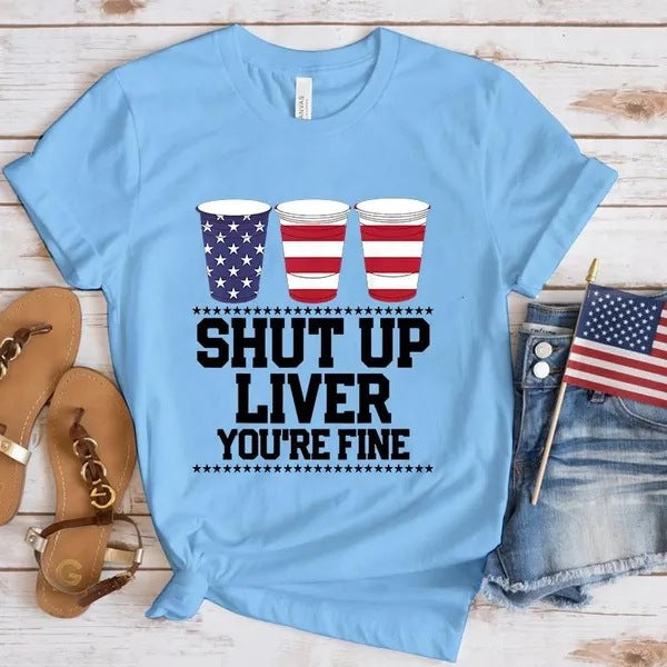 Women's Independence Day T Shirt round Neck Short Sleeve T-shirt Women's Top