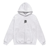 Men Fleece Lined Hoodie Autumn Winter Sweater Male Letter Embroidered Loose Hooded Pullover Long Sleeve Top