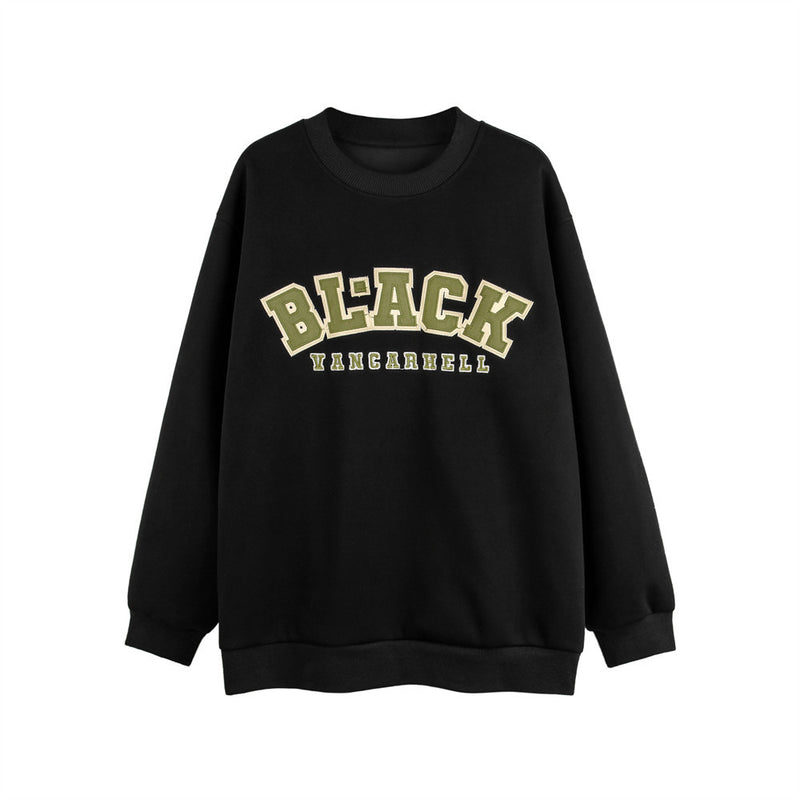 Men Hoodie Patch Embroidered Pullover Sweatshirt