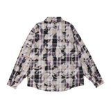 Men Long Sleeved T Shirt Tie-Dyed Washed Plaid Shirt Men's Spring and Autumn Casual Loose Long Sleeve Lapel Shirt