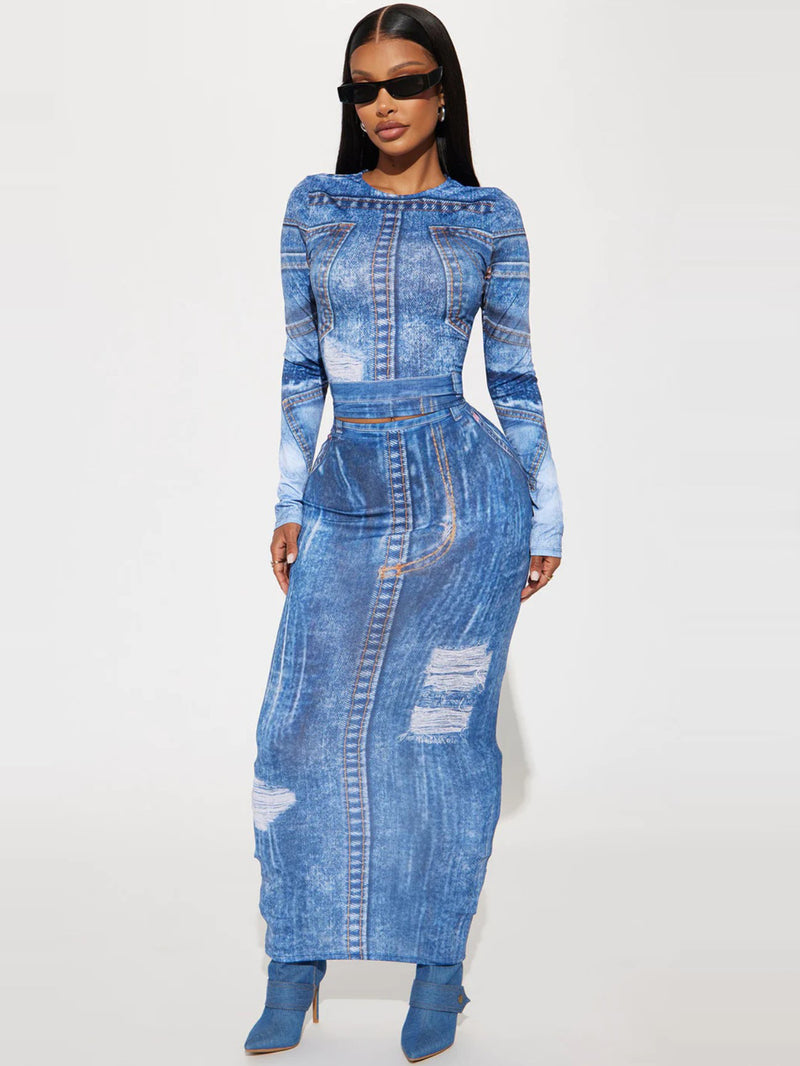 Women Co-Ord Set Women's Autumn Printing Fashion Slim Printing