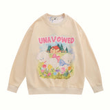 Men Hoodie Animal Lamb Oil Painting Printed Crew Neck Sweatshirt