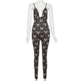 Women Jumpsuit Fall Women's Clothing Printed Slim-Fit High Waist Jumpsuit