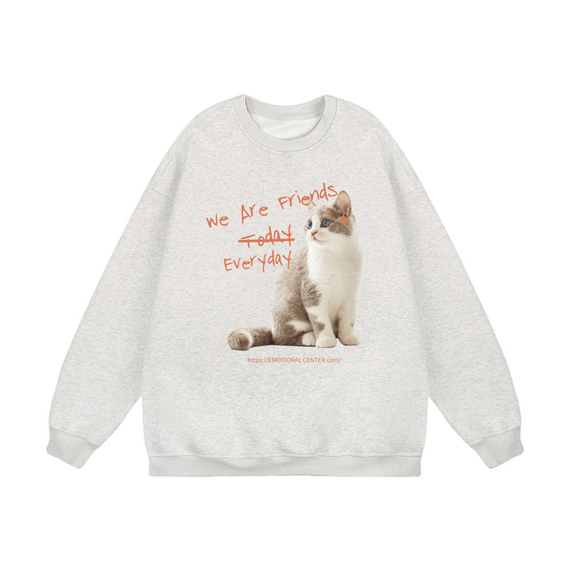 Men Hoodie Animal Cat Printing Sweatshirt