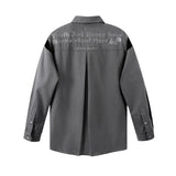 Men Long Sleeved T Shirt Color Matching Stitching Embroidered Letter Long Sleeve Lapel Shirt Men Ins