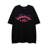 Men T Shirt Letter Print Short-Sleeve T-shirt Loose Men and Women Casual