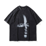 Men T Shirt Portrait Short Sleeve T-shirt Men and Women Street Couple Loose