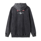 Men Hoodie Worn Looking Washed-out Hooded Pullover Hip Hop Side Seam Sidekick Worn Hoodie