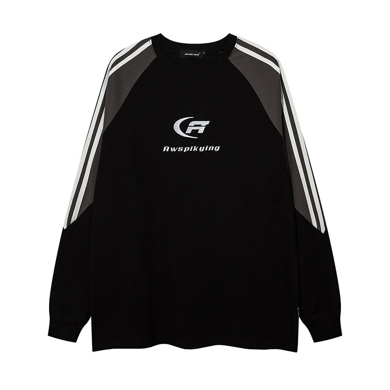 Men Long Sleeve Shirt College Style Long Sleeve T-shirt Men's and Women's Retro Bottoming Top