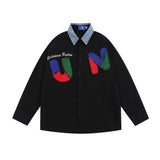 Men Long Sleeved T Shirt Embroidered Letter Long Sleeve Shirt Men's Loose Casual Contrast Color Shirt Spring and Autumn