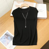 Women T-shirt Ice Silk Sweater Summer Vest Slimming T-shirt