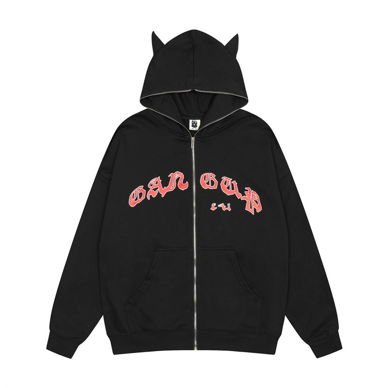 Men Hoodie Hoodie Coat Men's Loose Letter Printed Long Sleeve Band