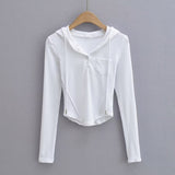 Women T-Shirt Curved Coat Hoodie Hooded Bottoming Shirt T-shirt