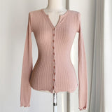 Women Long Sleeve Shirt Fall V-neck Knitwear for Women Cardigan Top