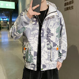 Graffiti Bomber Jacket Men's Spring and Autumn Hooded Jacket
