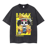 Youth men ONE PIECE oversize Faded Vintage T Shirts Anime