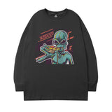 Men Long Sleeve Shirt Alien Printed Long Sleeve T-shirt Men's Loose round Neck Couple