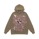 Men Hoodie XINGX Letter Print Sweatshirt Men's Hip Hop Rock Wash Pullover Hoodie