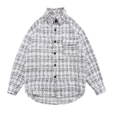 Men Long Sleeved T Shirt Plaid Shirt Long Sleeve Men's Ins Loose Street Lapel Shirt Autumn Coat