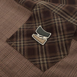 Men Long Sleeved T Shirt Spliced Plaid Blouse Spring and Autumn Men's Loose Long Sleeve Jacket Shirt