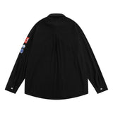 Men Long Sleeve T Shirt Men's Ins Loose Casual Embroidered Lapel Shirt Coat