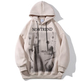 Men Fleece Lined Hoodie Figure Printed Hoodie Men's Casual Ins Loose Pullover Top