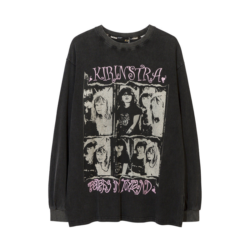 Men Long Sleeve Shirt Street Printing Long Sleeve T-shirt Men's and Women's Autumn and Winter Hiphop