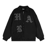 Men Cotton-Padded Jacket Coat Embroidered Lapel Thickening Cotton-Padded Jacket Men's Winter Cotton Padded Zipper Cotton-Padded Jacket